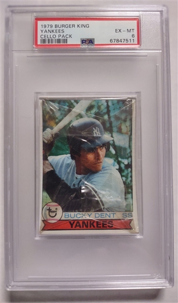 1979 Burger King Yankees Cello Pack PSA 6 (Bucky Dent on top)
