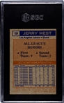 1972-73 Topps Basketball Jerry West #164 SGC 7 NM