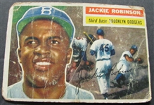 1956 Topps Jackie Robinson Baseball Card LOW GRADE (CREASED)