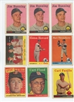 1958 Topps 63-card lot including 3 Jim Bunning cards and a Curt Flood Rookie (LOW GRADE)