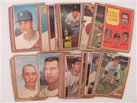1962 Topps Starter Set 113/598 (18.9%) including HOF Jim Kaat and Gaylord Perry rookie (LOW GRADE)