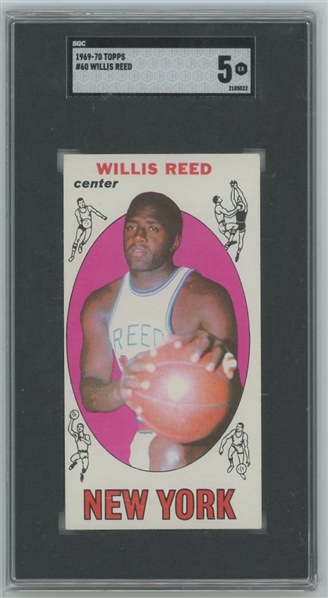 1969 Topps Basketball #60 Willis Reed - New York Knicks RC - SGC 5