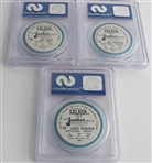 1963 Salada-Junket Lot of 7 PSA 8 Baseball Buttons: Leon Wagner, Norm Siebern, Rich Rollins, Jim Gentile, Milt Pappas, Jim Kaat, Ralph Terry