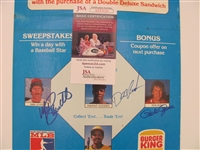 1986 Burger King Autographed Baseball Card Promotional Display Mike Schmidt, Pete Rose and Dwight Gooden JSA