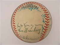 Warren Spahn and 23 other signatures on a Worth baseball JSA Full Letter Certified
