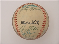 Warren Spahn and 23 other signatures on a Worth baseball JSA Full Letter Certified