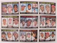 1967 Topps Starter Set 307/609 (50.4%) including 16 HOFs (Mays, Aaron, Gibson, Carlton, and others) and 14 Leaders Cards plus  17 Series 7 High Numbers