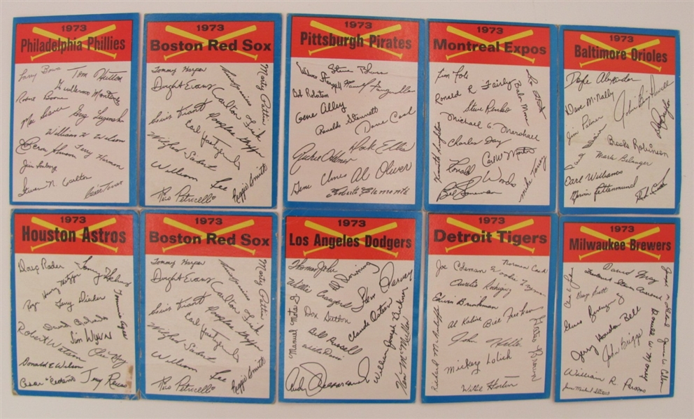 1973 Topps Baseball Blue Checklist Lot of 10