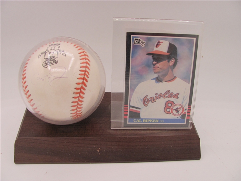 Cal Ripken Jr Signed Ball and Card Display