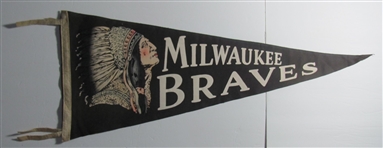 1950-60's Milwaukee Braves Pennant 30 Inches
