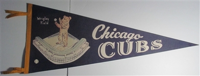 1950-60's Chicago Cubs Wrigley Field Pennant 30 Inches