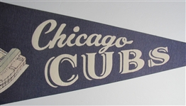1950-60's Chicago Cubs Wrigley Field Pennant 30 Inches
