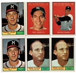 Lot of 877 1961 Topps Baseball Cards #1-524