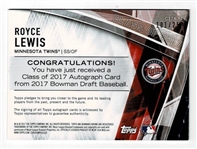 2017 Bowman Chrome Draft Class of '17 - ROYCE LEWIS On-Card Autograph RC SP 101/250