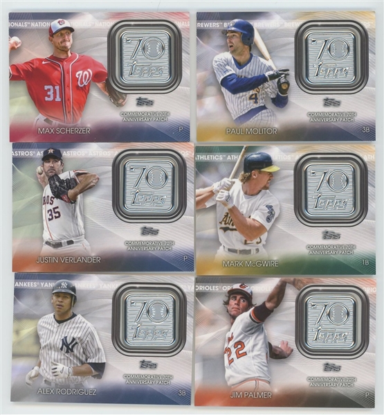 Lot of 6 2021 Topps Update Series 70th Anniversary Patch Cards