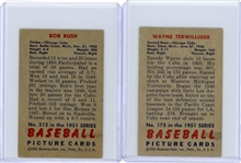 1951 Bowman 2 Card Lot Wayne Terwilliger & Bob Rush