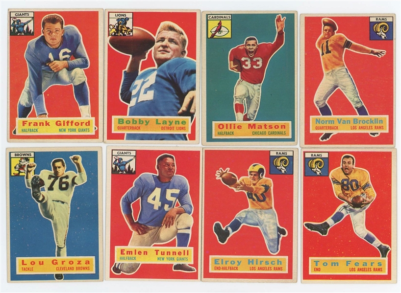 Lot of 64  1956 Topps Football with 19 HOFers incl. Frank Gifford and Bobby Layne