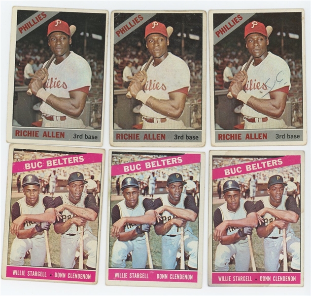 1966 Topps Lot of 92 LOW GRADE baseball cards including 9 HOFs