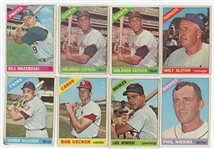 1966 Topps Lot of 92 LOW GRADE baseball cards including 9 HOFs