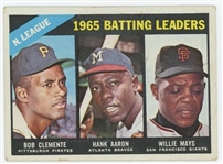 1966 Topps National League Batting Leaders Card #215 Bob Clemente, Hank Arron Willie Mays VG/VG-EX
