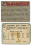 1957 Topps Yankees Power Hitters Mickey Mantle and Yogi Berra #407 and 1964 Topps Mantle's Clutch HR #134 2-card lot (LOW GRADE)