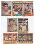 1962 Topps Hall of Fame Lot of 10 cards w/ Gaylord Perry and Billy Williams rookies, Mickey Mantle #318, Hank Aaron and Brooks Robinson All-Stars, and more (LOW GRADE)
