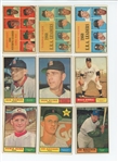 1961 Topps Starter Set 178/587 (30%) including HOF Robin Roberts (LOW GRADE)