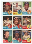 1963 Topps Starter Set 151/572 (26.4%) including HOF Hoyt Wilhelm, Jim Kaat, Gaylord Perry, and Juan Marichal, plus Lou Brock and 30 other Series 6 cards, and 17 Series 7 cards (LOW GRADE)