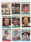 1964 Topps Starter Set 160/586 (27.3%) including HOF Hoyt Wilhelm, Ed Mathews, Joe Torre, Walt Alston, Nellie Fox, Jim Bunning, Robin Roberts, Ron Santo, and Orlando Cepeda, plus Jim Kaat and 22...