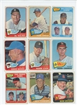 1965 Topps LOW GRADE lot of 72 cards including HOF Al Kaline and Ernie Banks, plus two high numbers