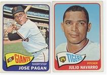 1965 Topps LOW GRADE lot of 72 cards including HOF Al Kaline and Ernie Banks, plus two high numbers