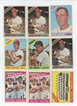 1966 Topps Lot of 306 LOW GRADE Baseball Cards including 23 HOFs, 26 unmarked checklists, 5 leaders cards, and one high number (#595)