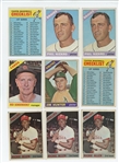 1966 Topps Lot of 306 LOW GRADE Baseball Cards including 23 HOFs, 26 unmarked checklists, 5 leaders cards, and one high number (#595)