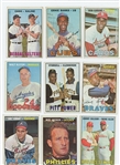 1967 Topps Lot of 151 LOW GRADE Baseball Cards including HOFs Hank Aaron, Bob Gibson (twice), and others, 16 leaders cards, and one high number (#586)