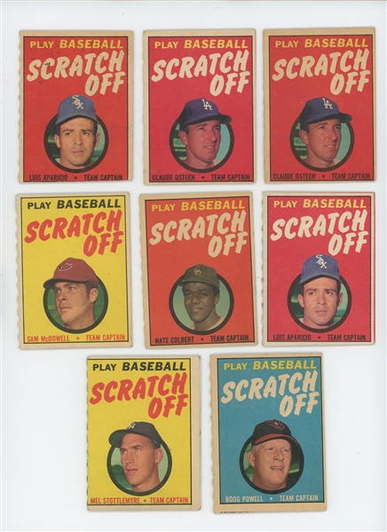 1970 Topps Scratch Off Lot of 8 (6 different)