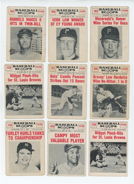 1961 Nu Card Scoops Lot of 15 Baseball Cards (LOW GRADE)