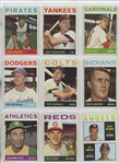 Lot of 256 1964 Topps Baseball Cards w/ HOF incl. Lou Brock, Koufax Leader, Ernie Banks, Willie Mays 