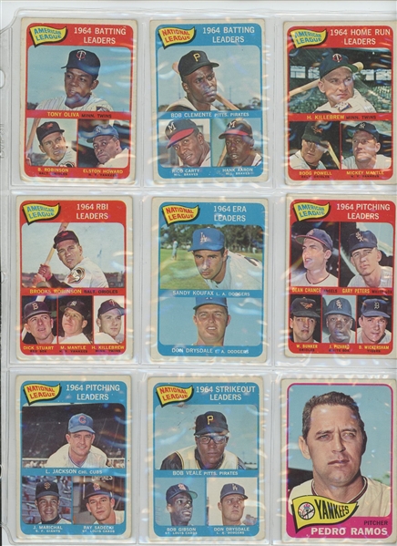 Lot of 159 1965 Topps Baseball w/ HOF incl. Frank Robinson, Mickey Mantle and Sandy Koufax Leaders